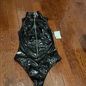Forever 21 Shiny Black Kids Bodysuit